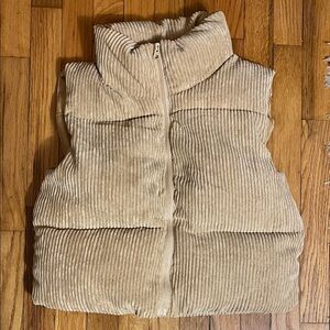 Women's Tan Corduroy Puffer Vest